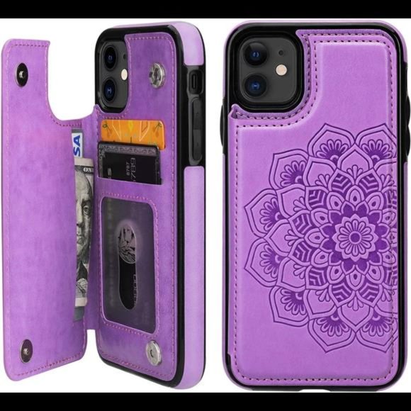 For iPhone 11 Case Wallet with Card Holder, Embossed Mandala, 6.1 inch - Picture 1 of 7